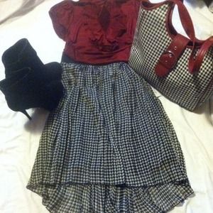 BundledHOUNDSTOOTH HIGH LO SKIRT BundledHOUNDSTOOTH HIGH LO SKIRT