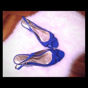 Sam Edelman Cobalt Blue Open Toe Wedges 8.5 Sam Edelman Cobalt Blue Open Toe Wedges 8.5