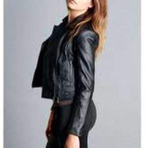Black Faux Leather Biker Jacket Black Faux Leather Biker Jacket