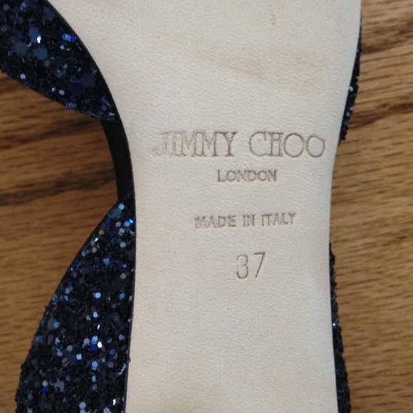 Jimmy Choo Shoes - Jimmy Choo navy glitter open toe kitten heels 3 Jimmy Choo Shoes - Jimmy Choo navy glitter open toe kitten heels 3
