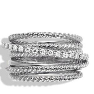 David Yurman Crossover Wide Ring with Diamonds David Yurman Crossover Wide Ring with Diamonds