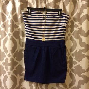 HOST PICK Sweetheart Striped Navy Blue Dress HOST PICK Sweetheart Striped Navy Blue Dress