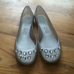 J.Crew silver jeweled jelly ballet flats, sz 7 J.Crew silver jeweled jelly ballet flats, sz 7