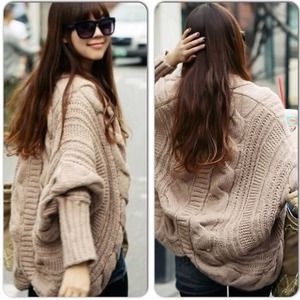 Sexy Khaki Beige Tan Oversized Batwing Sweater Sexy Khaki Beige Tan Oversized Batwing Sweater
