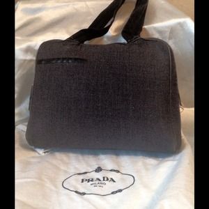Prada Gray Wool/Black Leather tote Prada Gray Wool/Black Leather tote