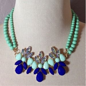 Mint & Cobalt Bead Statement Necklace Mint & Cobalt Bead Statement Necklace