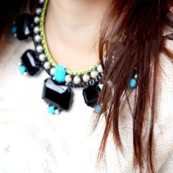 Jewelry - SALE Pearl neon green & lucite stone necklace Jewelry - SALE Pearl neon green & lucite stone necklace