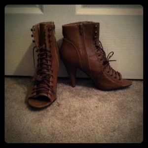 Brown open toe ankle boots Brown open toe ankle boots