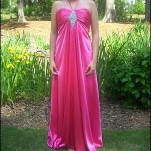 Pink faux silk prom dress with beading Pink faux silk prom dress with beading