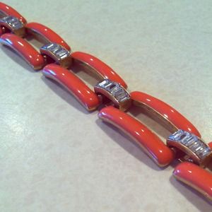 J.Crew Coral and Rhinestone Links Bracelet J.Crew Coral and Rhinestone Links Bracelet