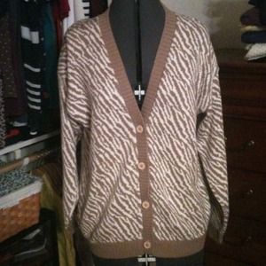 Vintage Tan Zebra Print Cardigan Vintage Tan Zebra Print Cardigan