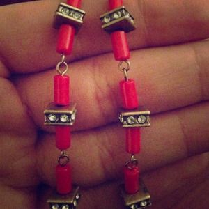 ❌❌Bundled❌❌Long red jeweled necklace jcrew ❌❌Bundled❌❌Long red jeweled necklace jcrew
