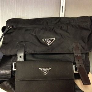 Prada messenger bag with matching wallet. Prada messenger bag with matching wallet.