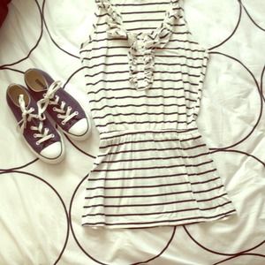 Navy blue and white striped spring dress Navy blue and white striped spring dress