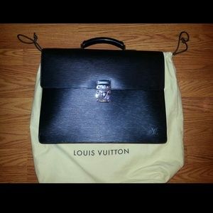 Louis Vuitton black leather briefcase Louis Vuitton black leather briefcase