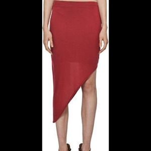 Helmut Lang Red Jersey Asymmetric Angle Skirt S Helmut Lang Red Jersey Asymmetric Angle Skirt S