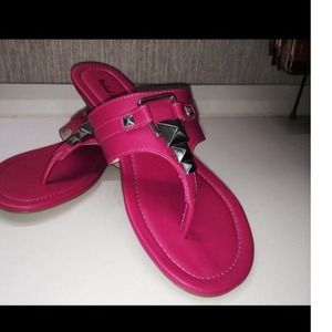 Michael Antonio pink sandals with metal accents. Michael Antonio pink sandals with metal accents.