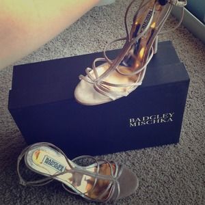 Badgley Mischka Gold Strappy "Vivian" Heels Badgley Mischka Gold Strappy "Vivian" Heels
