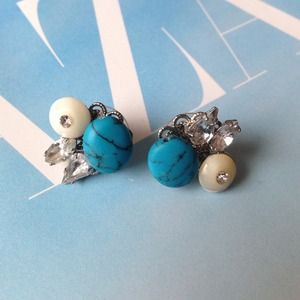 J crew Turquoise Crystal Cluster Studd Earrings J crew Turquoise Crystal Cluster Studd Earrings
