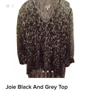 Joie Black and Grey Silk Top with Ties Joie Black and Grey Silk Top with Ties