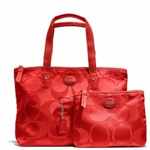 Coach signature nylon small packable tote & pouch Coach signature nylon small packable tote & pouch