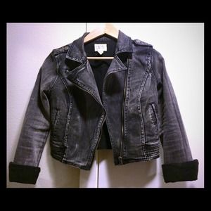 Black denim moto jacket Black denim moto jacket