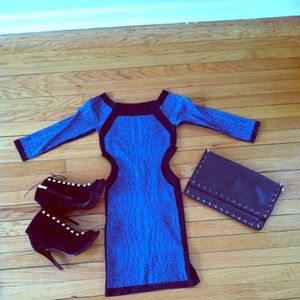  Blue BeBe bodycon side cut out dress Blue BeBe bodycon side cut out dress