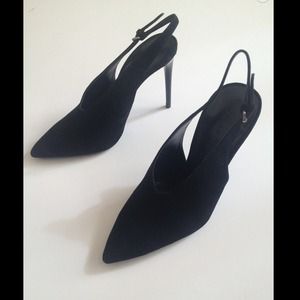 Zara Black Suede Sling back Heels size 6.5 Zara Black Suede Sling back Heels size 6.5