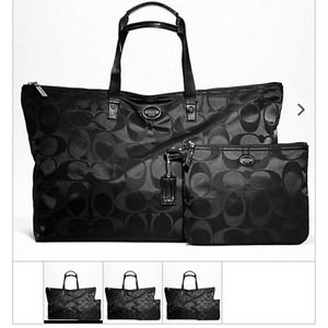 NWT Large Coach Nylon Chocolate Packable Tote NWT Large Coach Nylon Chocolate Packable Tote