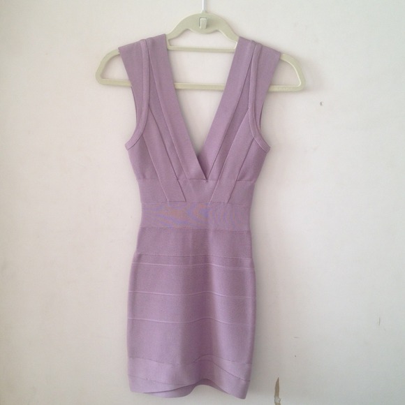 Herve Leger Dresses & Skirts - Herve Leger V-Neck Lilac Bandage Dress Herve Leger Dresses & Skirts - Herve Leger V-Neck Lilac Bandage Dress
