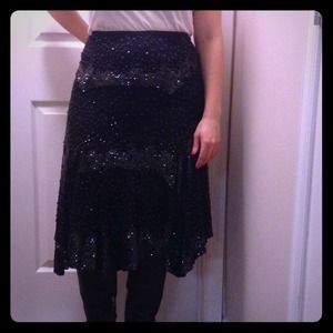 French Connection black sequin mid-long skirt. French Connection black sequin mid-long skirt.