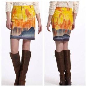 Anthro summer sun painted denim skirt Anthro summer sun painted denim skirt