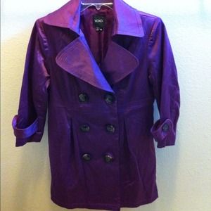XOXO plum jacket, 3/4 sleeve, 6 button front,satin XOXO plum jacket, 3/4 sleeve, 6 button front,satin