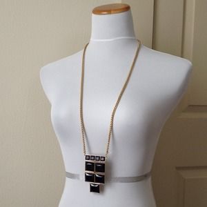 Jewelry - Very Long Necklace w/ Navy Faceted Stones Jewelry - Very Long Necklace w/ Navy Faceted Stones