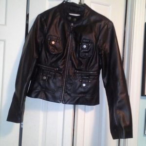 Black faux leather biker style jacket Black faux leather biker style jacket