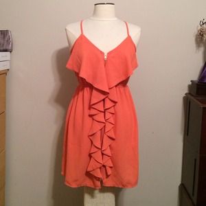 Coral Spaghetti Strap Ruffle Dress Coral Spaghetti Strap Ruffle Dress