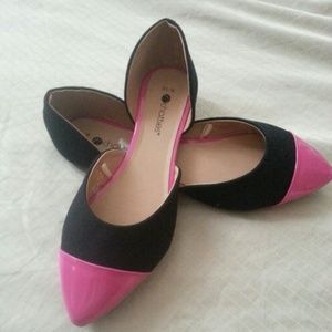 Black & Hot Pink Summer Flats Black & Hot Pink Summer Flats