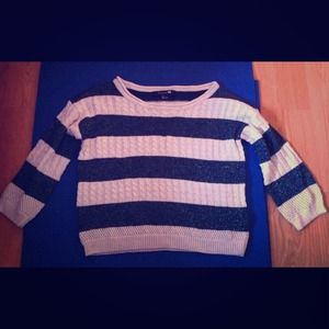 Sparkly blue and beige triped cropped sweater Sparkly blue and beige triped cropped sweater