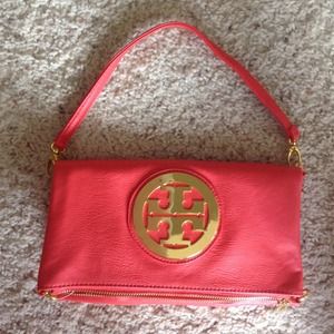 Inspired Coral Clutch with Gold Hardware Detail Inspired Coral Clutch with Gold Hardware Detail