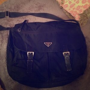 Prada black nylon messenger bag Prada black nylon messenger bag