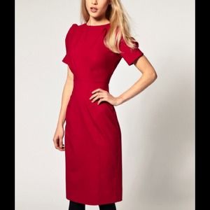 ASOS RED Pencil Dress with Ruched Sleeve 4/6 ASOS RED Pencil Dress with Ruched Sleeve 4/6