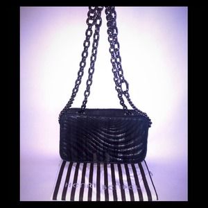 Henri Bendel-Black Metallic Quilted Shoulder Bag Henri Bendel-Black Metallic Quilted Shoulder Bag