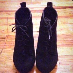 Black suede lace up booties Black suede lace up booties
