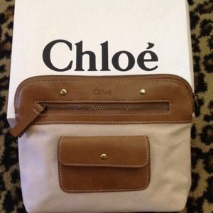 NIB Chloe zip close canvas pouch with pocket NIB Chloe zip close canvas pouch with pocket