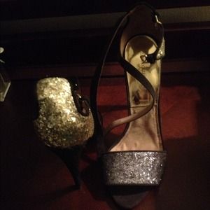 Zara Double Strap Glitter Sandals Zara Double Strap Glitter Sandals