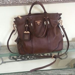 PRADA LARGE Leather Tote Bag Purse PRADA LARGE Leather Tote Bag Purse