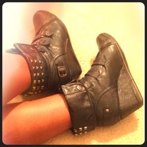 BUCCO Black Wedge Sneakers w/ studs BUCCO Black Wedge Sneakers w/ studs