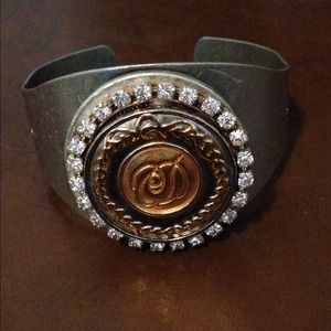 Vintage Repurposed Dior Button Cuff Bracelet Vintage Repurposed Dior Button Cuff Bracelet