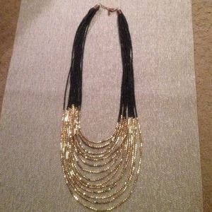 Gold and Black Beaded Statement Necklace Gold and Black Beaded Statement Necklace