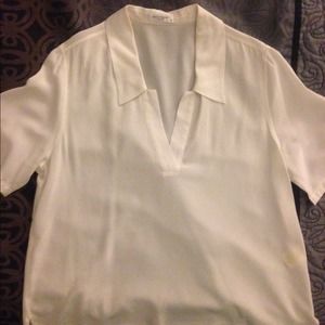 equipment silk collared t-shirt in white, size M equipment silk collared t-shirt in white, size M
